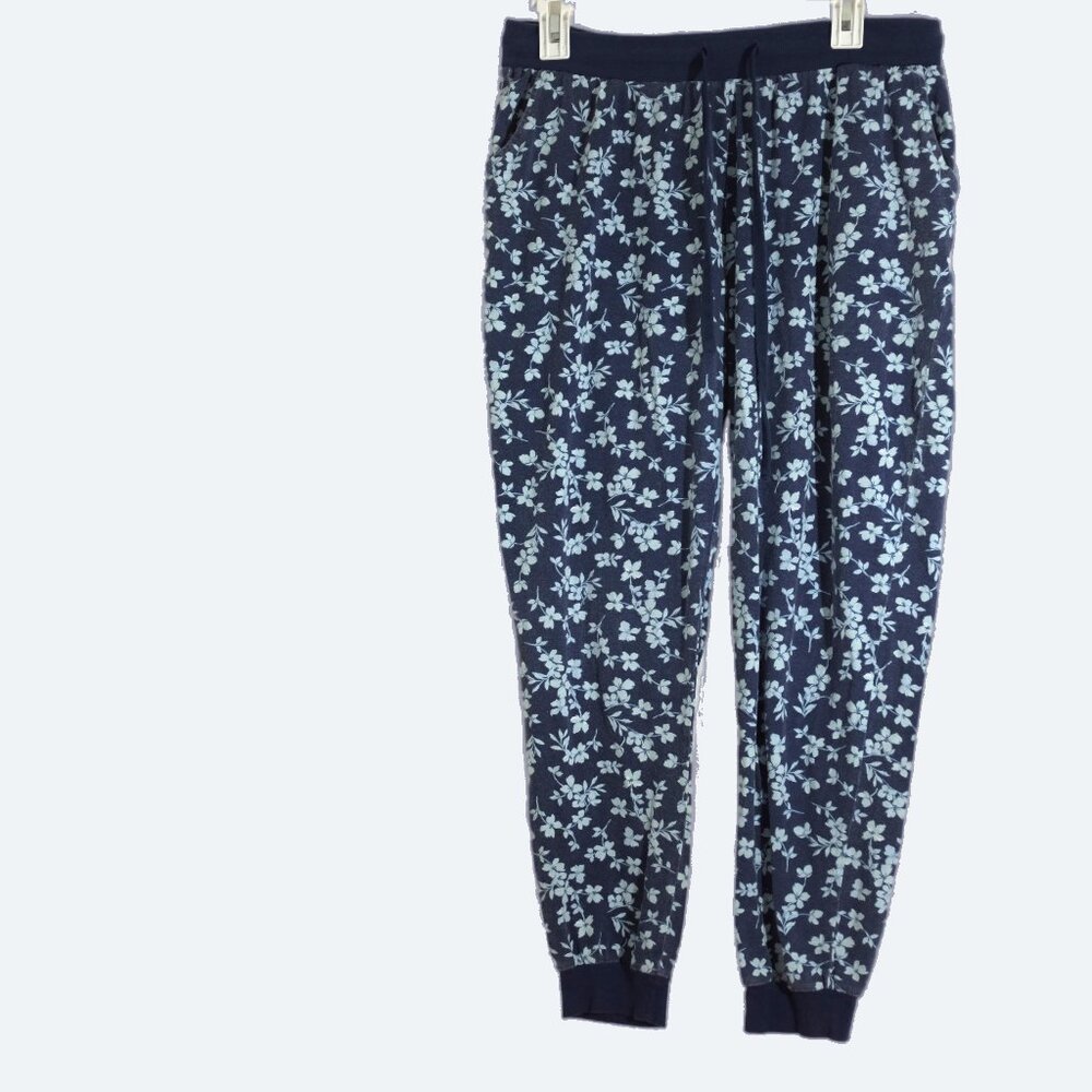 Splendid blue sakura floral drawstring jogger pants lounge pajamas size L